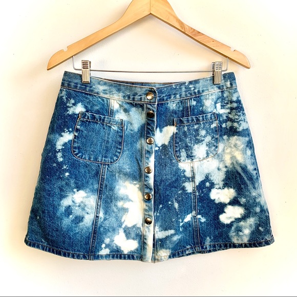 BDG Dresses & Skirts - BDG bleached modified front button denim skirt L-G